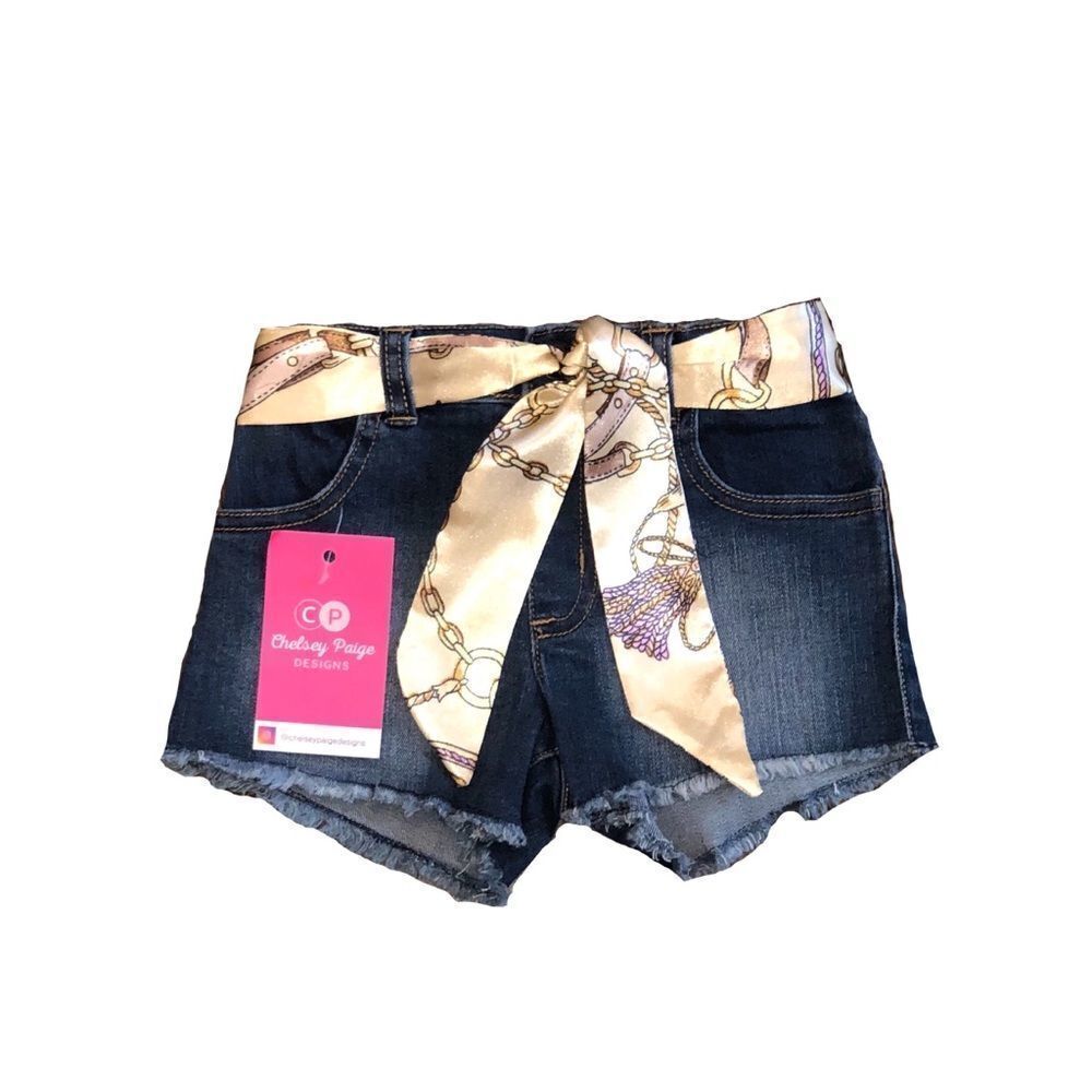 Toddler Denim Shorts W/ Scarf Belt